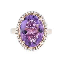 14KT Rose Gold 6.66 ctw Amethyst and Diamond Ring