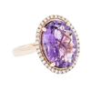 Image 2 : 14KT Rose Gold 6.66 ctw Amethyst and Diamond Ring