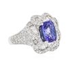 Image 2 : 18KT White Gold 3.35 ctw Tanzanite and Diamond Ring