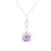 Image 2 : 14KT White Gold 3.49 ctw Amethyst and Diamond Pendant With Chain