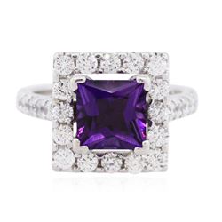 14KT White Gold 2.00 ctw Amethyst and Diamond Ring