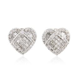 18KT White Gold 1.17 ctw Diamond Earrings