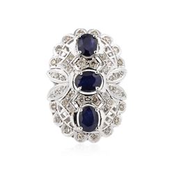 14KT White Gold 3.54 ctw Sapphire and Diamond Ring