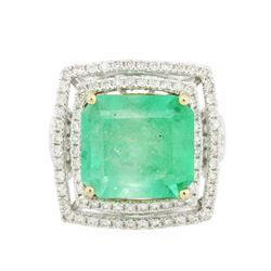 14KT White Gold 11.78 ctw Emerald and Diamond Ring