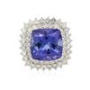 Image 1 : 14KT White Gold GIA Certified 14.80 ctw Tanzanite and Diamond Ring