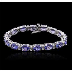 14KT White Gold 22.40 ctw Tanzanite and Diamond Bracelet