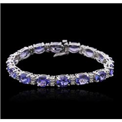 14KT White Gold 22.40 ctw Tanzanite and Diamond Bracelet