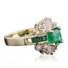 Image 2 : 14KT Yellow Gold 1.32 ctw Emerald and Diamond Ring