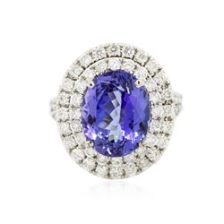 14KT White Gold 5.56 ctw Tanzanite and Diamond Ring