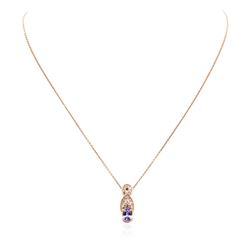 14KT Rose Gold 0.72 ctw Tanzanite and Diamond Pendant With Chain
