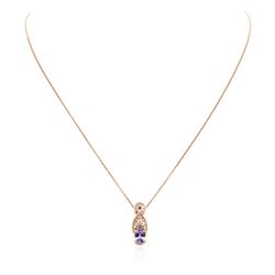 14KT Rose Gold 0.72 ctw Tanzanite and Diamond Pendant With Chain