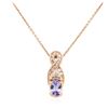 Image 2 : 14KT Rose Gold 0.72 ctw Tanzanite and Diamond Pendant With Chain