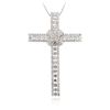 Image 2 : 14KT White Gold 1.13 ctw Diamond Cross Pendant With Chain