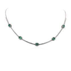 18KT White Gold 2.03 ctw Emerald and Diamond Necklace