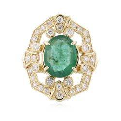 14KT Yellow Gold 3.22 ctw Emerald and Diamond Ring