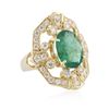 Image 2 : 14KT Yellow Gold 3.22 ctw Emerald and Diamond Ring