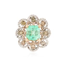 14KT White Gold 2.96 ctw Emerald and Diamond Ring