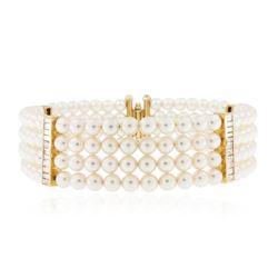 14KT Yellow Gold Pearl and Diamond Choker