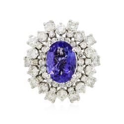 14KT White Gold 3.44 ctw Tanzanite and Diamond Ring