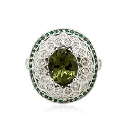 14KT White Gold 2.76 ctw Green Tourmaline, Chrysoberyl and Diamond Ring