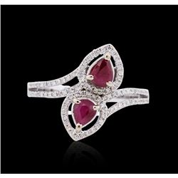 18KT White Gold 0.70 ctw Ruby and Diamond Ring