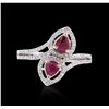 Image 1 : 18KT White Gold 0.70 ctw Ruby and Diamond Ring