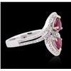 Image 2 : 18KT White Gold 0.70 ctw Ruby and Diamond Ring