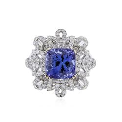 18KT White Gold 5.60 ctw Tanzanite and Diamond Ring