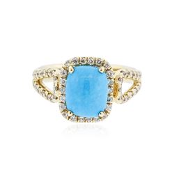 14KT Yellow Gold 1.95 ctw Turquoise and Diamond Ring