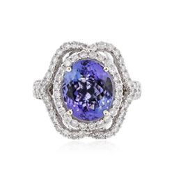 14KT White Gold 4.89 ctw Tanzanite and Diamond Ring