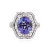 Image 1 : 14KT White Gold 4.89 ctw Tanzanite and Diamond Ring