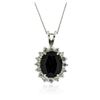 Image 1 : 14KT White Gold 6.05 ctw Sapphire and Diamond Pendant With Chain