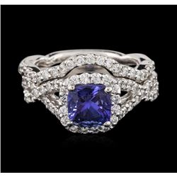 14KT White Gold 1.41 ctw Tanzanite and Diamond Wedding Ring Set