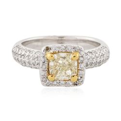 18KT Two-Tone Gold 1.49 ctw Fancy Light Yellow Diamond Ring