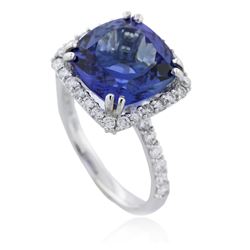 14KT White Gold 6.43 ctw Tanzanite and Diamond Ring