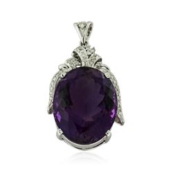 14KT White Gold 50.77 ctw Amethyst and Diamond Pendant