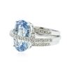 Image 2 : 14KT White Gold 9.75 ctw Blue Topaz and Diamond Ring