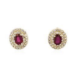 14KT Yellow Gold 2.07 ctw Ruby and Diamond Earrings