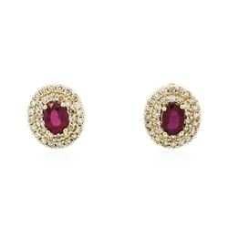 14KT Yellow Gold 2.07 ctw Ruby and Diamond Earrings