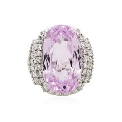 14KT White Gold GIA Certified 20.25 ctw Kunzite and Diamond Ring