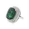 Image 2 : 14KT White Gold 26.37 ctw Emerald and Diamond Ring