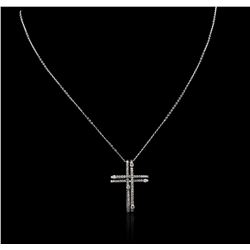 14KT White Gold 0.93 ctw Diamond Cross Pendant With Chain