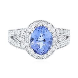 14KT White Gold 3.14 ctw Tanzanite and Diamond Ring