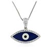 Image 1 : 18KT White Gold 0.20 ctw Diamond Evil Eye Pendant With Chain