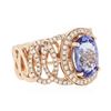 Image 2 : 14KT Rose Gold 3.21 ctw Tanzanite and Diamond Ring