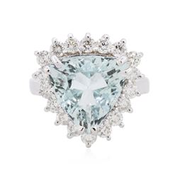 14KT White Gold 4.62 ctw Aquamarine and Diamond Ring