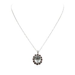 14KT White Gold 11.23 ctw Aquamarine, Ruby and Diamond Pendant With Chain