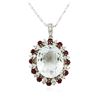 Image 2 : 14KT White Gold 11.23 ctw Aquamarine, Ruby and Diamond Pendant With Chain