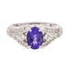 Image 1 : 14KT White Gold 1.16 ctw Tanzanite and Diamond Ring