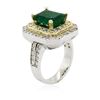 Image 3 : 14KT Two-Tone 3.67 ctw Emerald and Diamond Ring